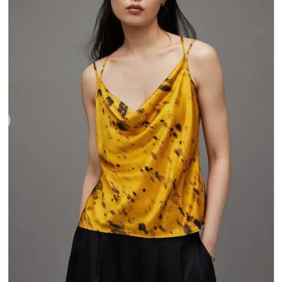 All Saints Tops - NWT All Saints Marta Tank Top Silk Blend Ronnie Draped Cami Ochre Yellow US10